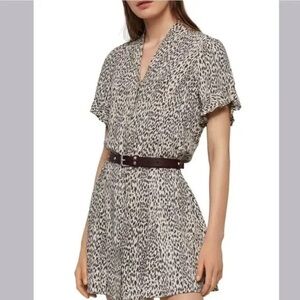 AllSaints Leopard Print Mini Dress in Cream and Black